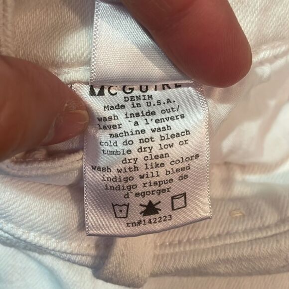 McGuire Damn Fine Baja High Rise White Jean Shorts with Embroidery - Picture 11 of 12